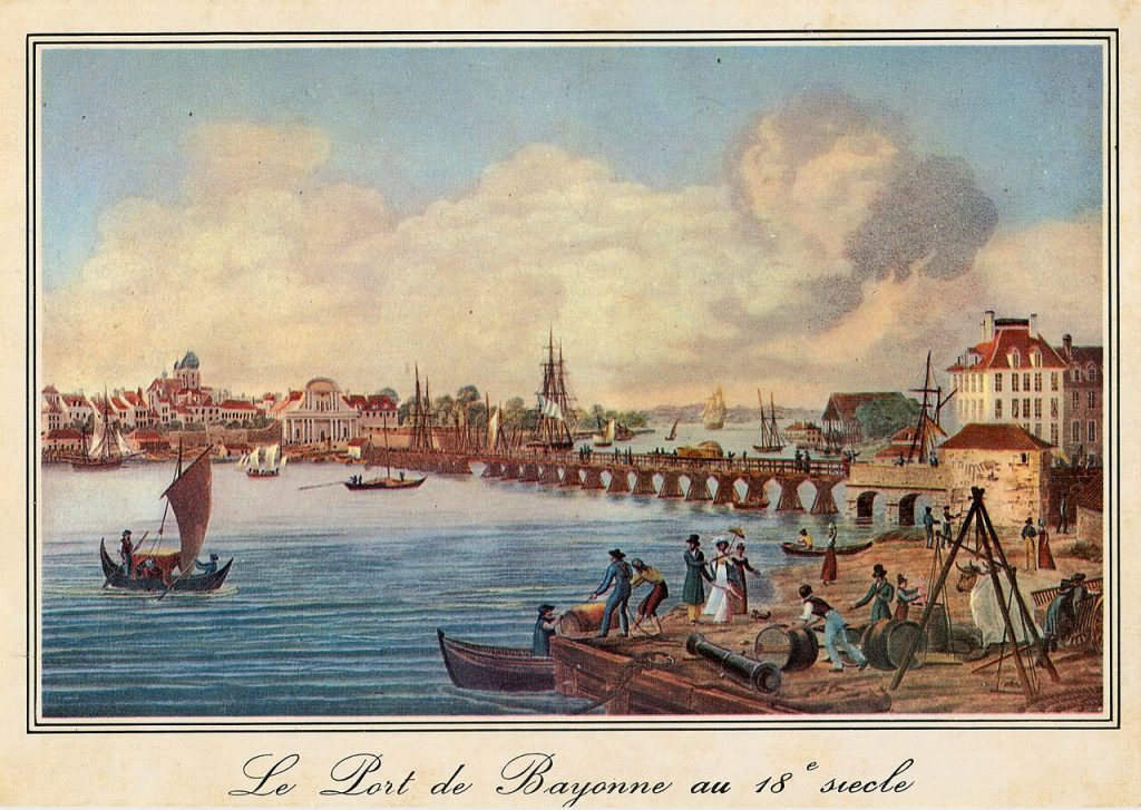Le port de Bayonne au XVIIIe siècle, gravure anonyme